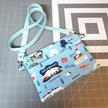 We are Alaska Medium Blue Crossbody Purse