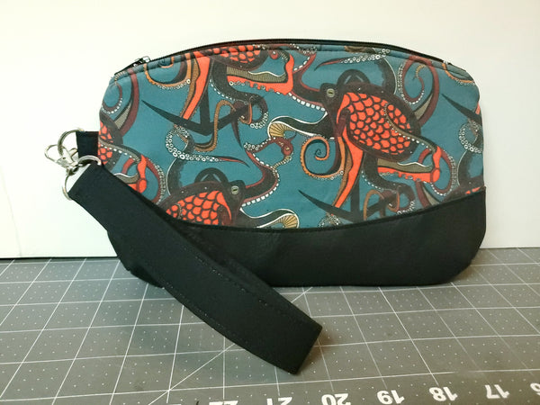 Octopus Ink Wristlet - Red and Teal
