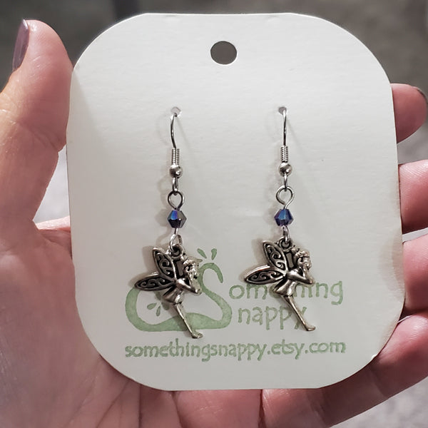 Tibetan Silver Faerie with Swarovski Crystal Earrings