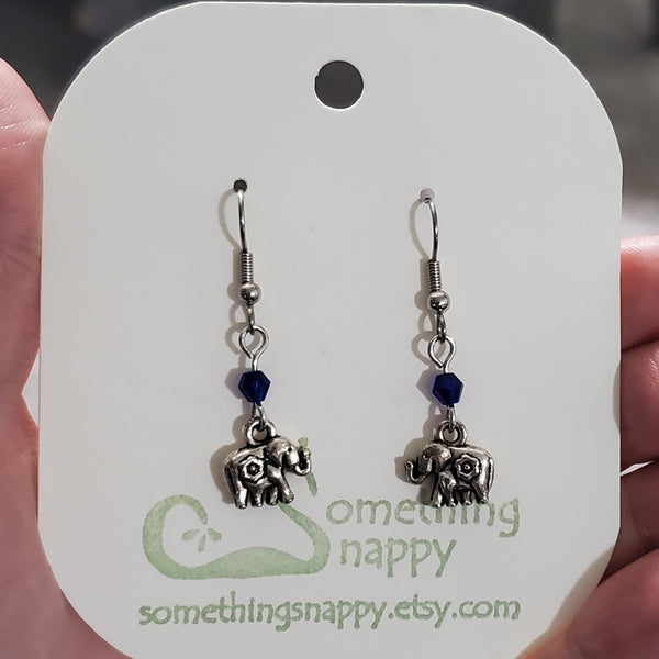 Tibetan Silver Elephant with Swarovski Crystal Earrings
