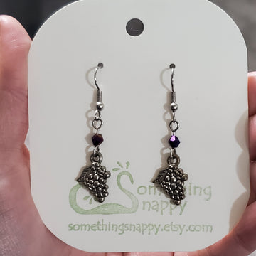 Tibetan Silver Grape with Swarovski Crystal Earrings