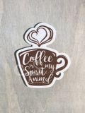 "Coffee is my spirit animal" die-cut stickers
