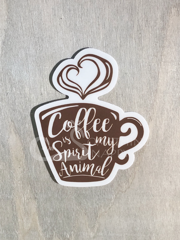 "Coffee is my spirit animal" die-cut stickers