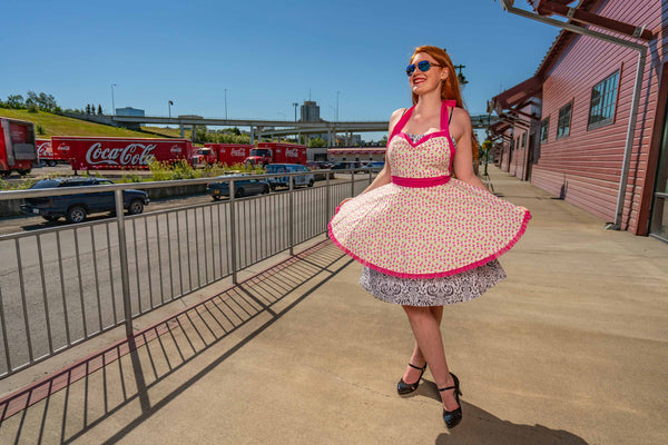 Pink Floral Pin-up Apron