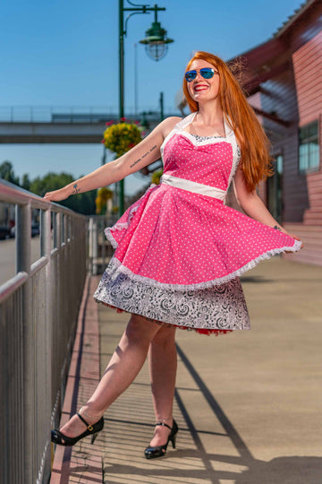 Hot Pink Polka Dot Pin-up Apron