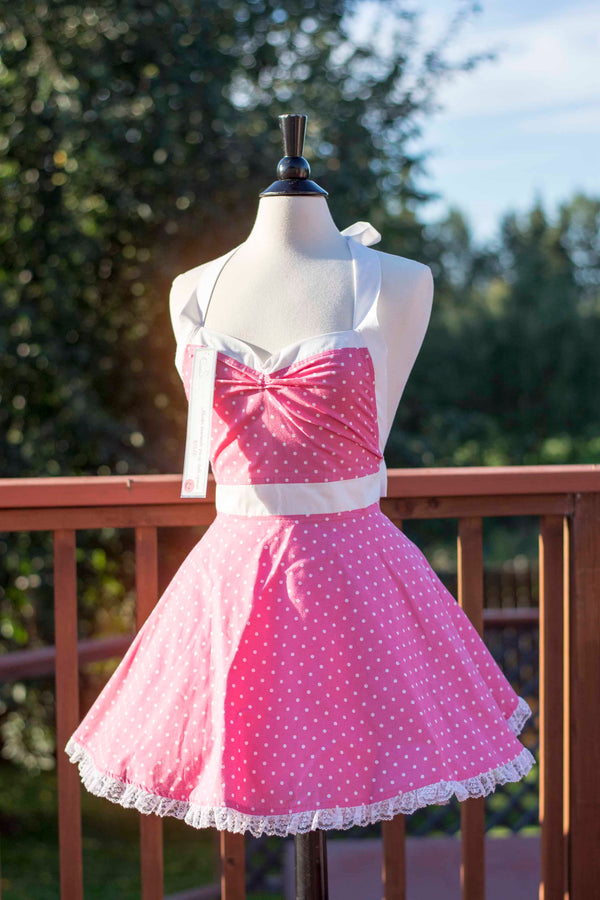 Hot Pink Polka Dot Pin-up Apron