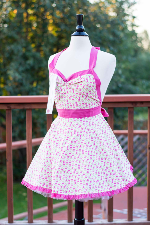 Pink Floral Pin-up Apron