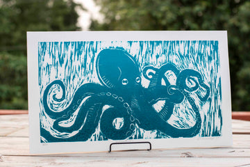 "Hyacinthum" Octopus Woodblock print