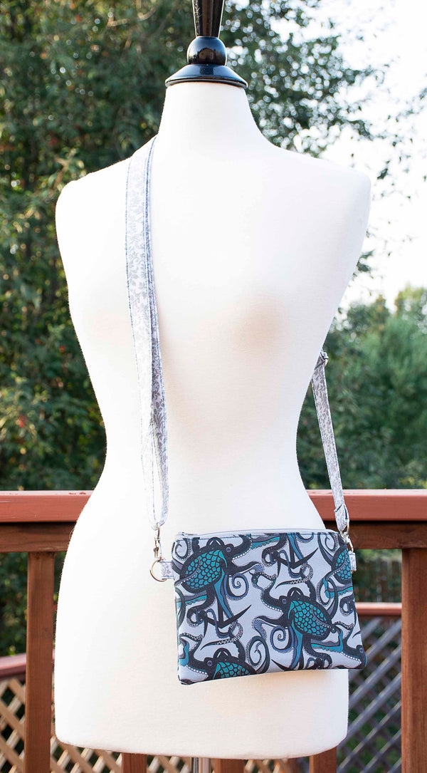 Octopus Ink - Grey & Teal Crossbody Purse