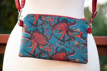 Octopus Ink - Red & Teal Crossbody Purse