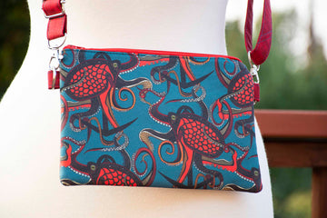 Octopus Ink - Red & Teal Crossbody Purse