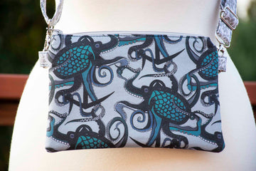 Octopus Ink - Grey & Teal Crossbody Purse
