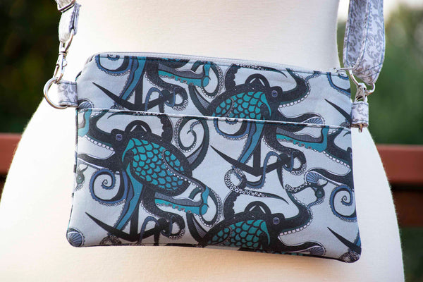 Octopus Ink - Grey & Teal Crossbody Purse