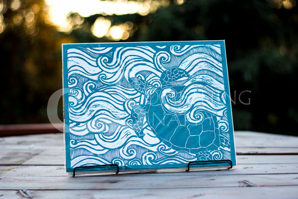 Into the Depths hand-pulled wood block print