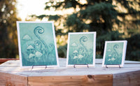 Mushrooms and Ferns (green) giclee prints