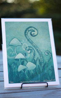 Mushrooms and Ferns (green) giclee prints