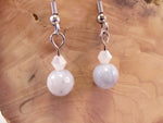 Blue-veined Quartz and Swarovski Crystal Earrings