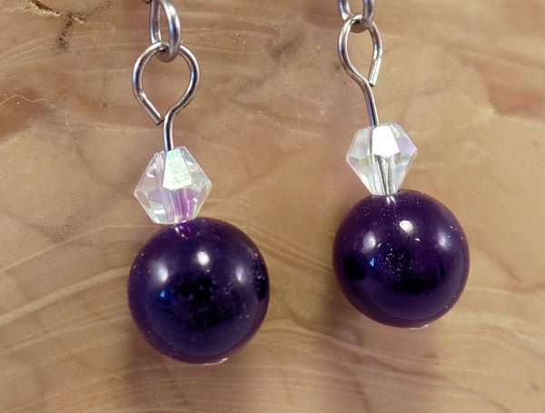 Amethyst Jade and Swarovski Crystal Earrings