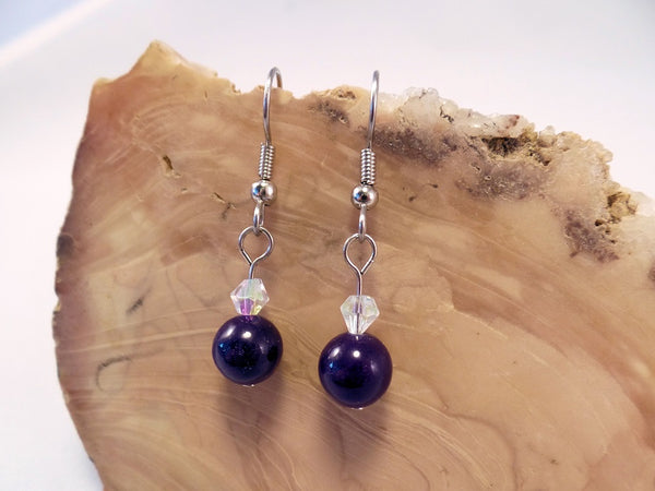 Amethyst Jade and Swarovski Crystal Earrings