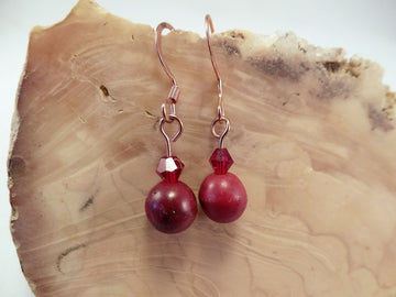 Red Howlite and Swarovski Crystal Earrings