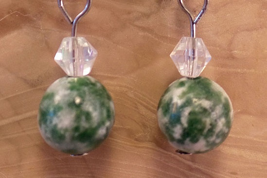 Tree Agate and Swarovski Crystal Earrings