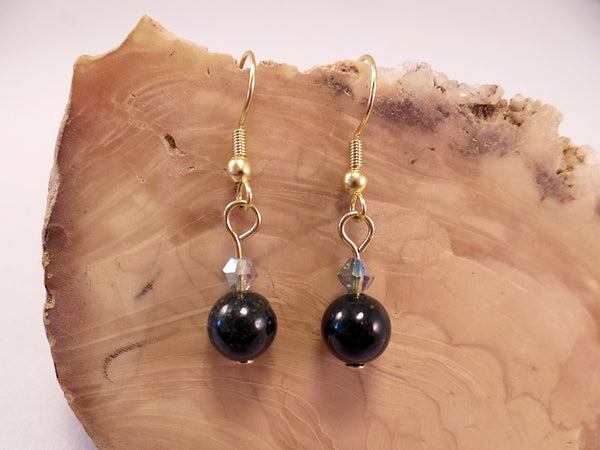 Moss Opal and Swarovski Crystal Earrings