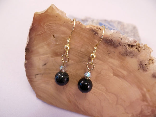 Moss Opal and Swarovski Crystal Earrings