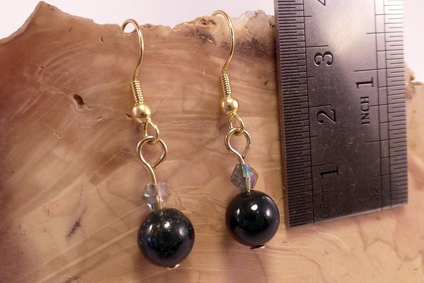 Moss Opal and Swarovski Crystal Earrings