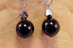 Obsidian and Swarovski Crystal Earrings