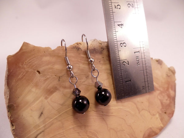 Obsidian and Swarovski Crystal Earrings