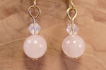 Peach Jade and Swarovski Crystal Earrings
