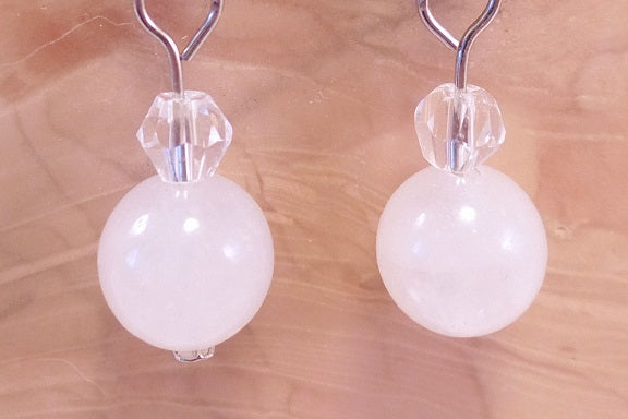 White Quartz and Swarovski Crystal Earrings