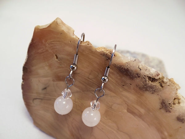 White Quartz and Swarovski Crystal Earrings