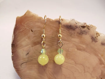 Olive Jade and Swarovski Crystal Earrings