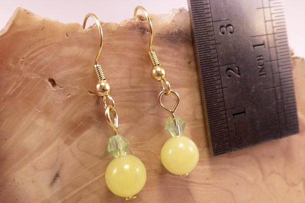 Olive Jade and Swarovski Crystal Earrings