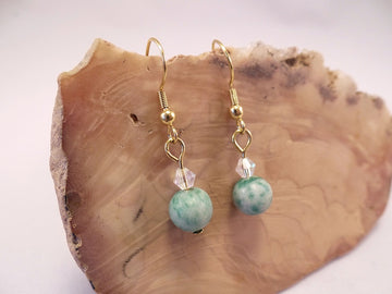 China Jade and Swarovski Crystal Earrings