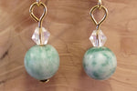 China Jade and Swarovski Crystal Earrings