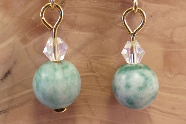 China Jade and Swarovski Crystal Earrings