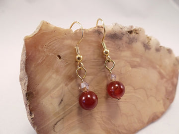 Carnelian and Swarovski Crystal Earrings