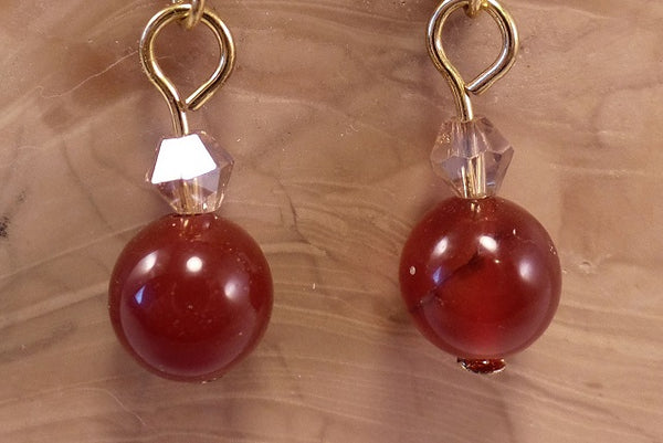 Carnelian and Swarovski Crystal Earrings