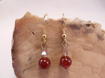 Carnelian and Swarovski Crystal Earrings