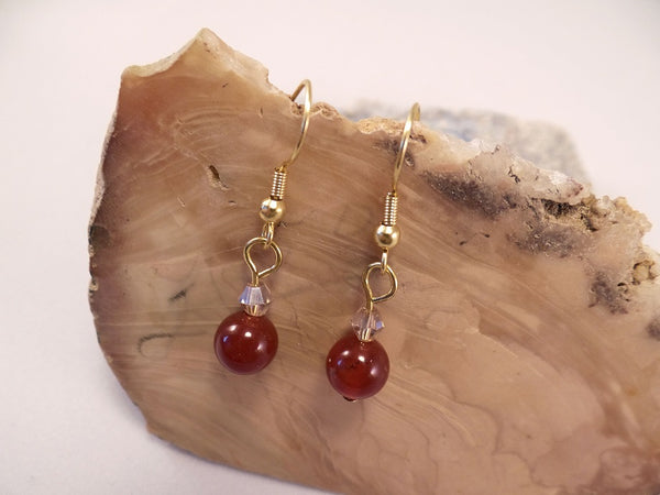 Carnelian and Swarovski Crystal Earrings