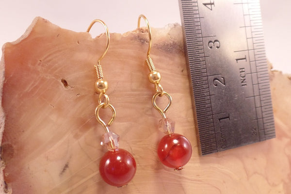Carnelian and Swarovski Crystal Earrings