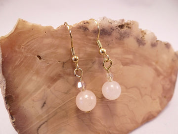 Rose Quartz and Swarovski Crystal Earrings