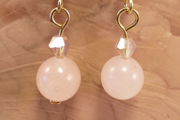Rose Quartz and Swarovski Crystal Earrings