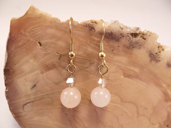 Rose Quartz and Swarovski Crystal Earrings