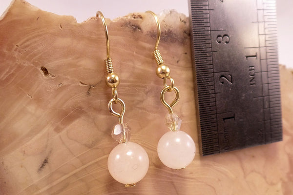 Rose Quartz and Swarovski Crystal Earrings