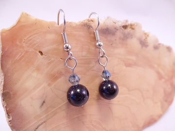 Blue Goldstone and Swarovski Crystal Earrings
