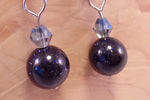 Blue Goldstone and Swarovski Crystal Earrings