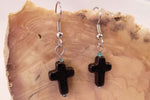 Black Howlite Cross Earrings